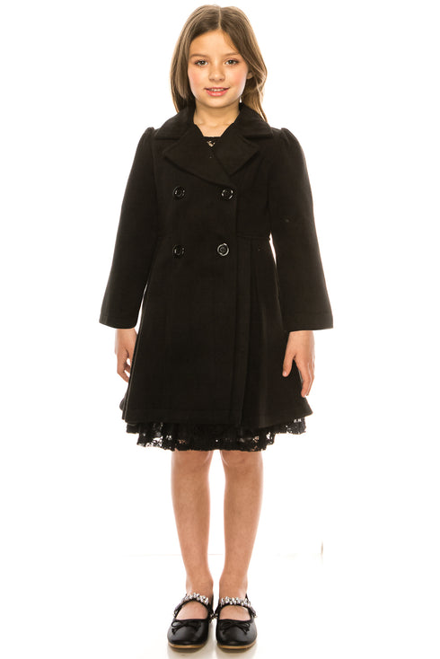 Crayon Kids Girls Long Sleeve Button Up Winter Dress Coat 2T-16 - SophiasStyle.com